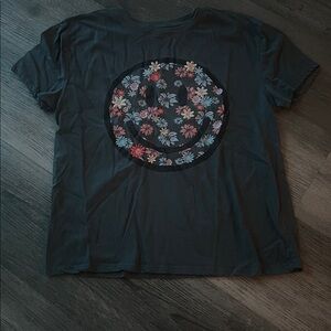 Floral Smiley Face Graphic T-Shirt
